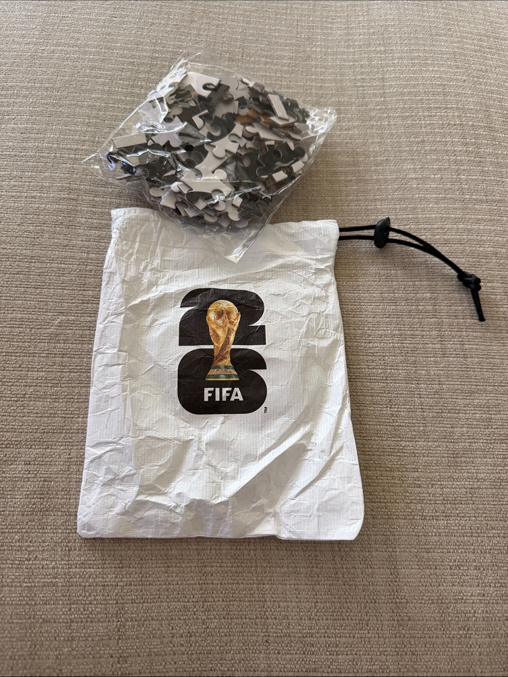 FIFA World Cup 26 Drawstring Pouch with Trophy Graphic - and Puzzle
